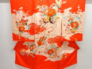 花車模様刺繍子供着物(内袖・長襦袢付き)